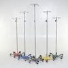 Midcentral Medical Chrome IV Pole W/Thumb Knob, 2 Hook Top, 6-Leg Spider Base, Green, W/3" Casters MCM277-GRN